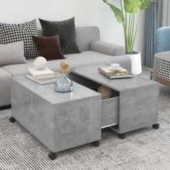 vidaXL Mesa de centro madera contrachapada gris hormigón 75x75x38 cm Gris hormig&oacute;n Clearance