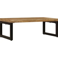 vidaXL Mesas-Mesa de centro madera maciza de mango y acero 100x50x35 cm