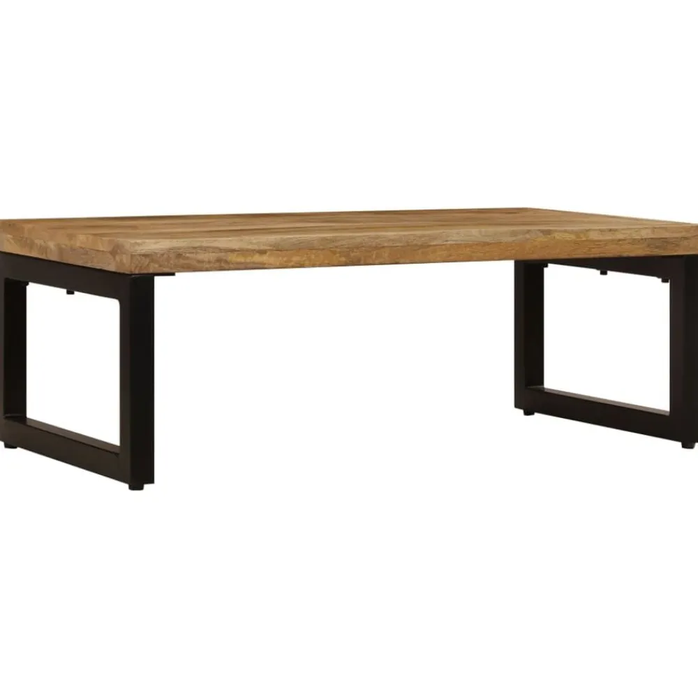 vidaXL Mesas-Mesa de centro madera maciza de mango y acero 100x50x35 cm