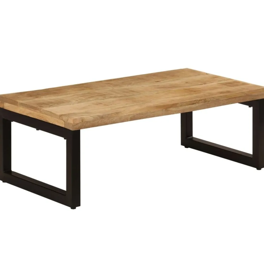 vidaXL Mesas-Mesa de centro madera maciza de mango y acero 100x50x35 cm