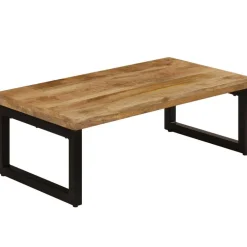 vidaXL Mesas-Mesa de centro madera maciza de mango y acero 100x50x35 cm