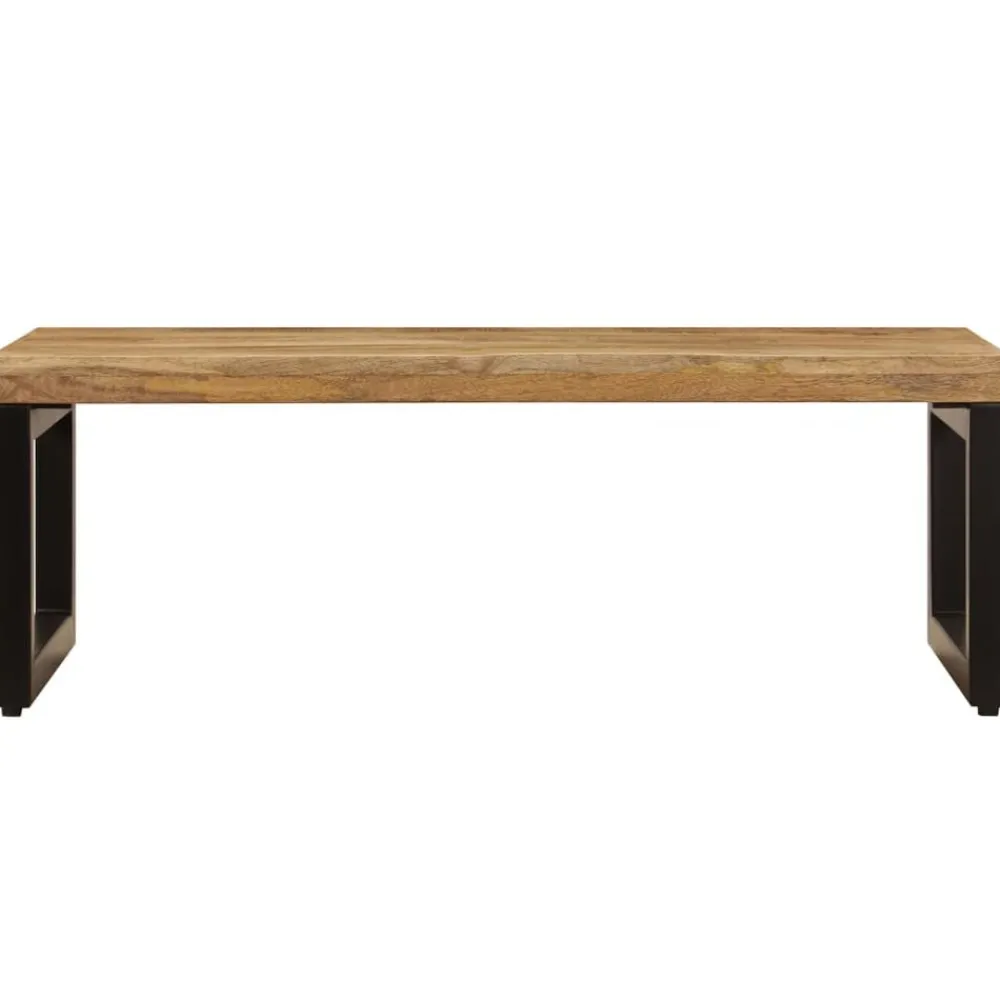 vidaXL Mesas-Mesa de centro madera maciza de mango y acero 100x50x35 cm