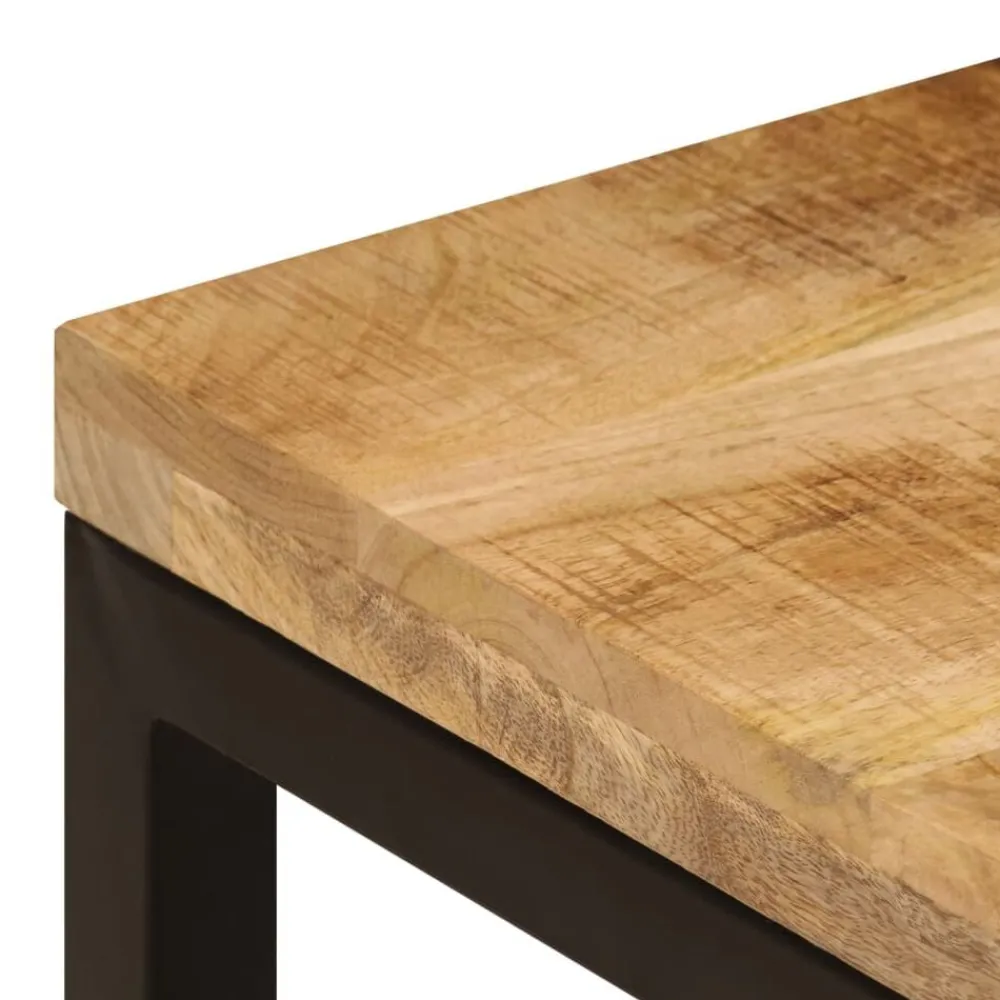 vidaXL Mesas-Mesa de centro madera maciza de mango y acero 100x50x35 cm