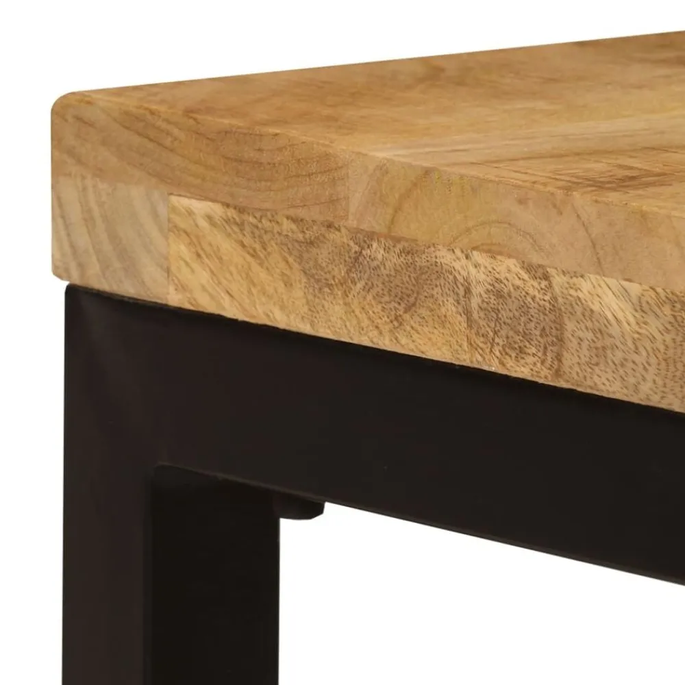 vidaXL Mesas-Mesa de centro madera maciza de mango y acero 100x50x35 cm