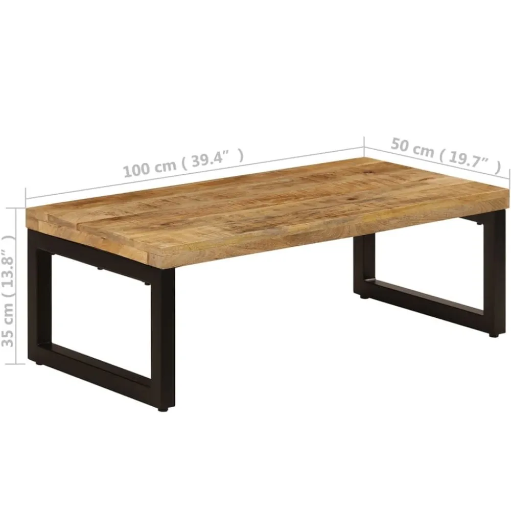 vidaXL Mesas-Mesa de centro madera maciza de mango y acero 100x50x35 cm
