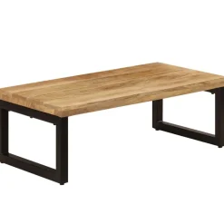 vidaXL Mesas-Mesa de centro madera maciza de mango y acero 100x50x35 cm