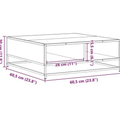 vidaXL Mesas-Mesa de centro madera y metal gris Sonoma 60,5x60,5x30 cm