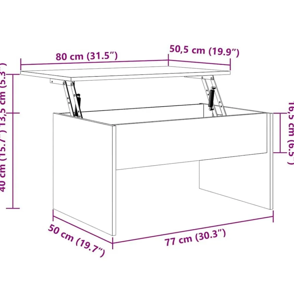 vidaXL Mesas-Mesa de centro madera ingeniería 80x50,5x41,5 cm