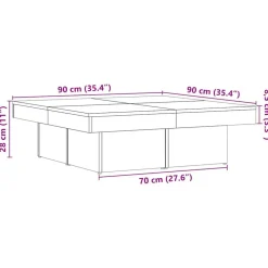 vidaXL Mesas-Mesa de centro madera de ingeniería envejecida 90x90x28 cm