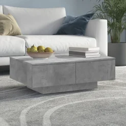 vidaXL Mesas-Mesa de centro madera de ingeniería gris hormigón 90x60x31 cm