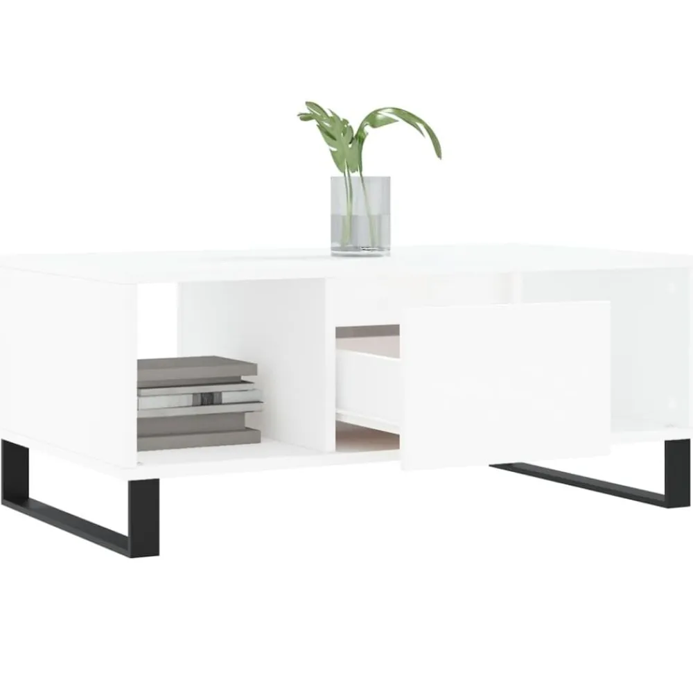 vidaXL Mesa de centro madera contrachapada 90x50x36,5 cm Blanco Hot