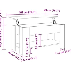 vidaXL Mesas-Mesa de centro madera de ingeniería roble artesanal 101x49x52cm