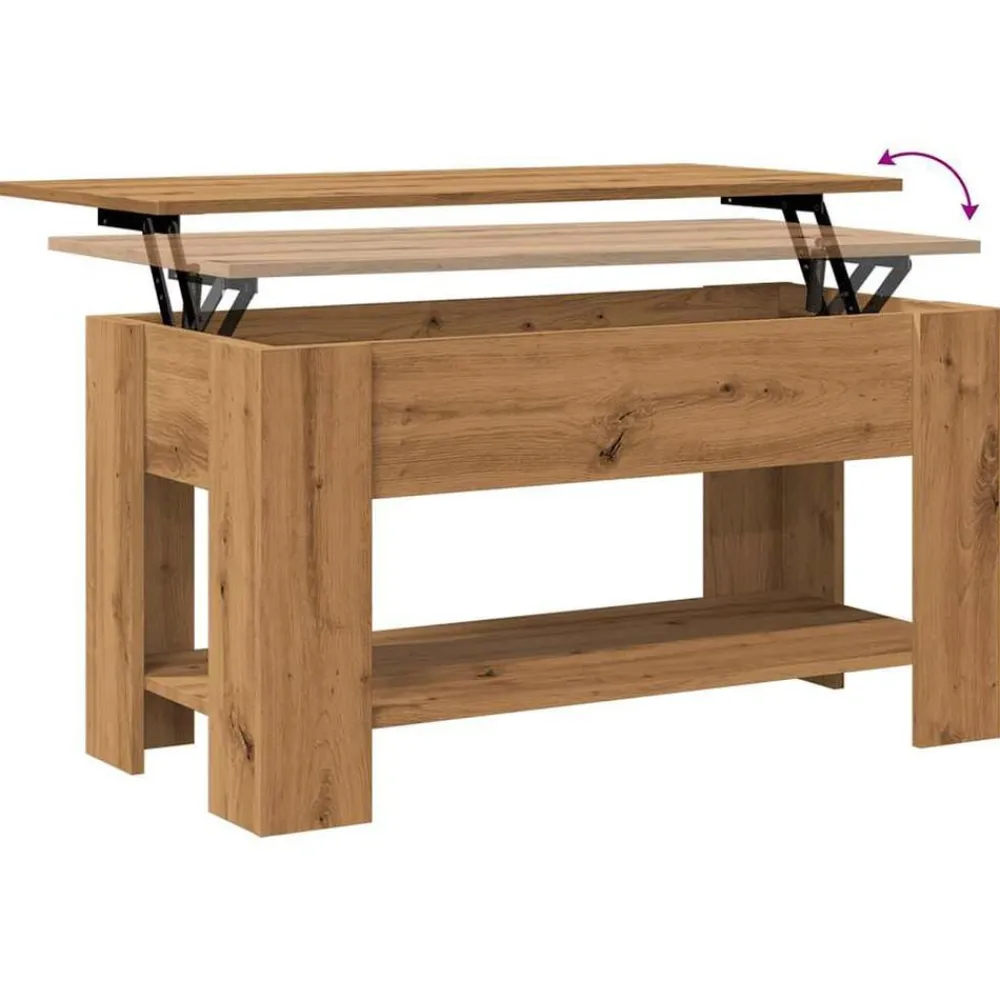 vidaXL Mesas-Mesa de centro madera de ingeniería roble artesanal 101x49x52cm
