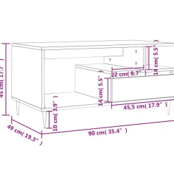 vidaXL Mesas-Mesa de centro madera contrachapada 90x49x45 cm