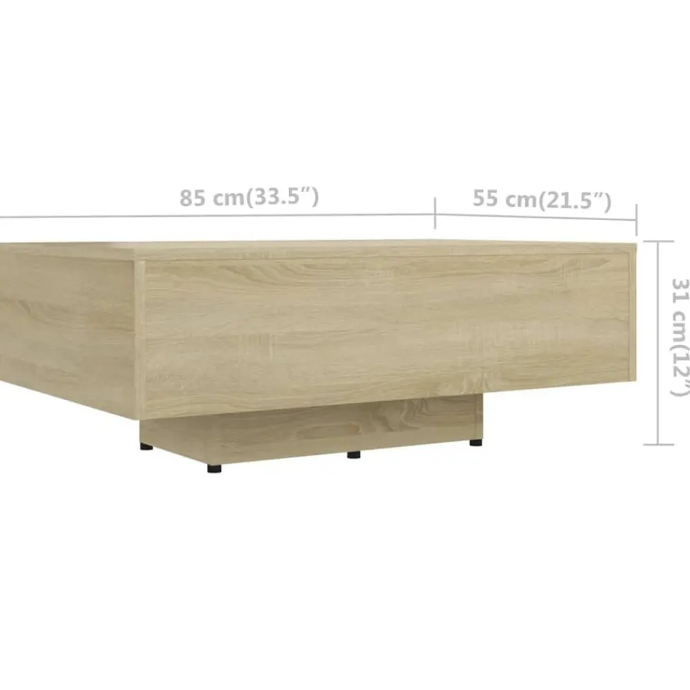 vidaXL Mesa de centro madera contrachapada color roble 85x55x31 cm Roble Sonoma Best