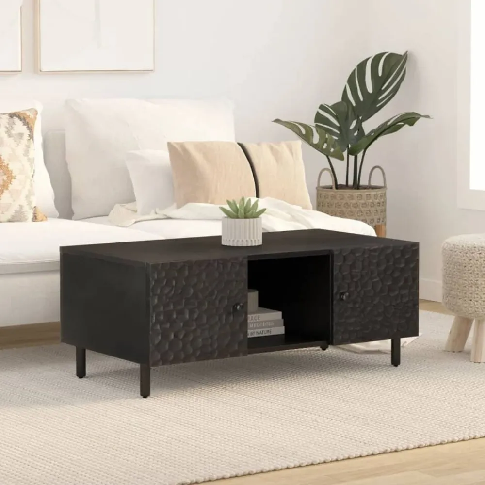 vidaXL Mesas-Mesa de centro madera maciza de mango negra 100x54x40 cm