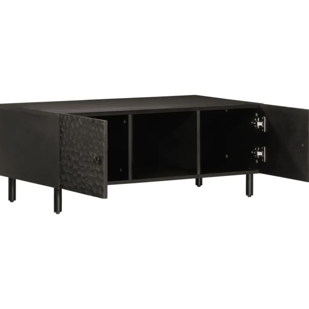 vidaXL Mesas-Mesa de centro madera maciza de mango negra 100x54x40 cm