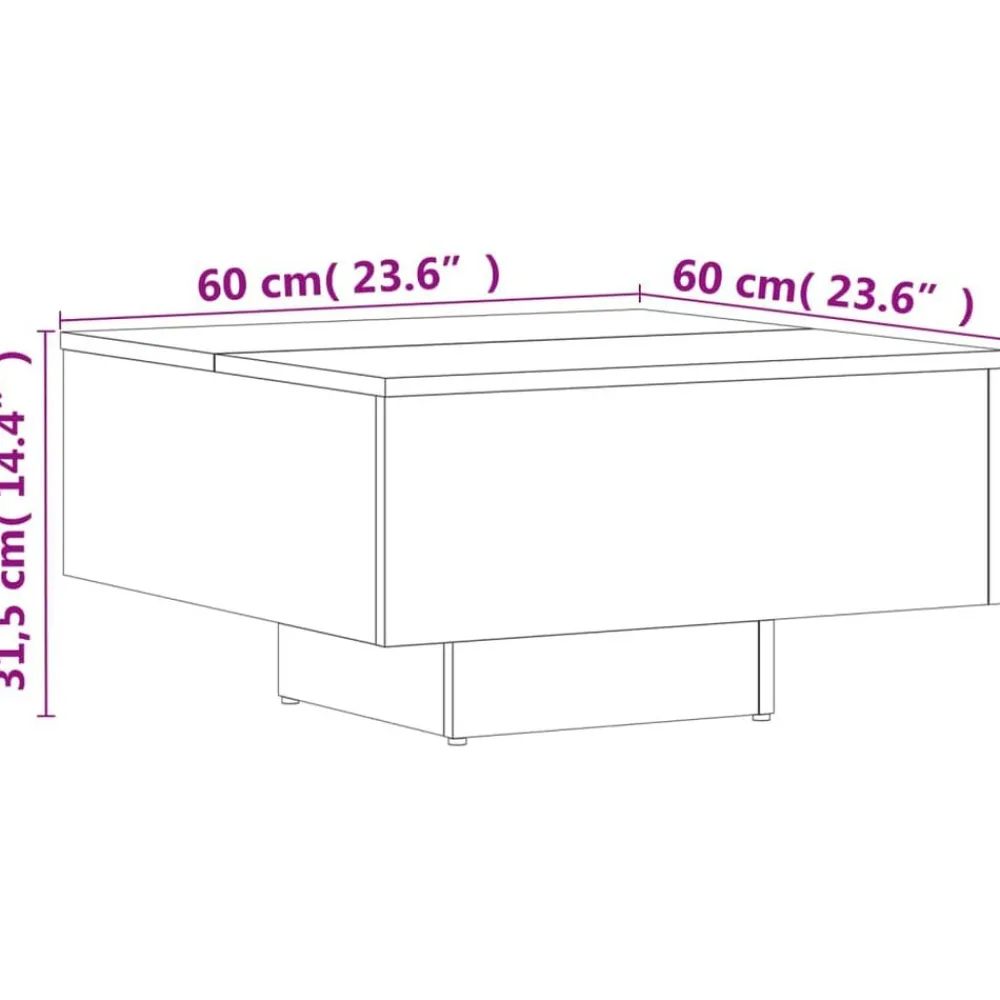 vidaXL Mesas-Mesa de centro madera contrachapada 60x60x31,5 cm