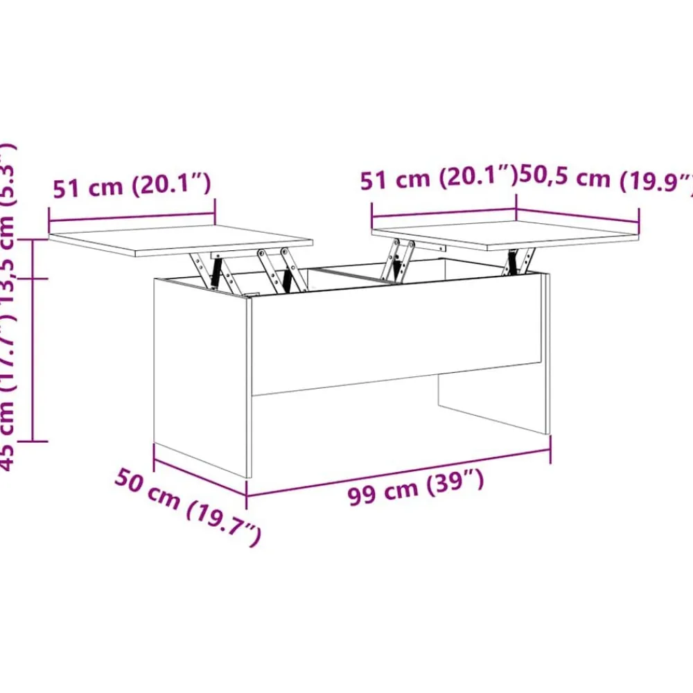vidaXL Mesas-Mesa de centro madera contrachapada 102x50,5x46,5 cm
