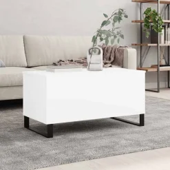 vidaXL Mesa de centro madera contrachapada 90x44,5x45 cm Blanco New