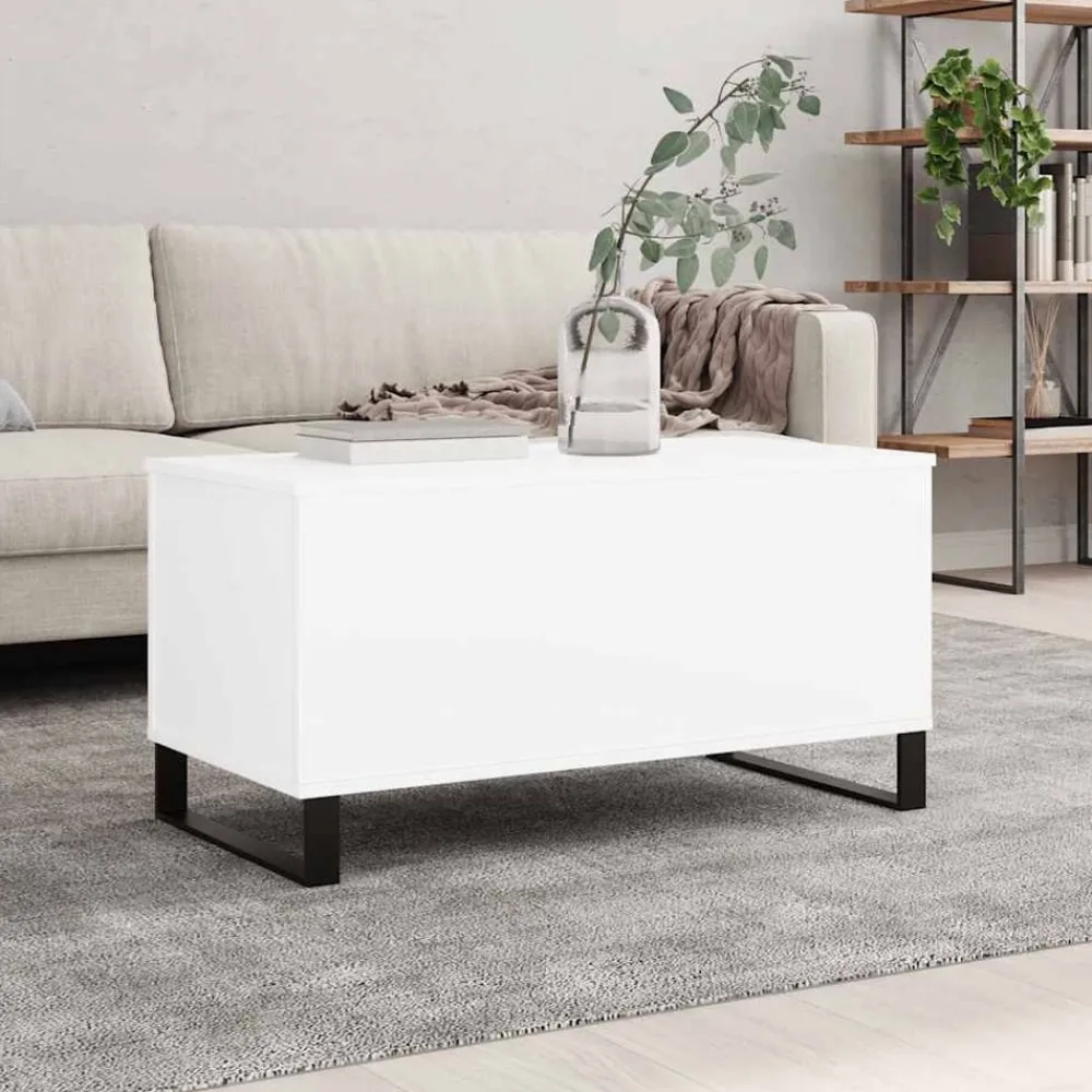 vidaXL Mesa de centro madera contrachapada 90x44,5x45 cm Blanco New