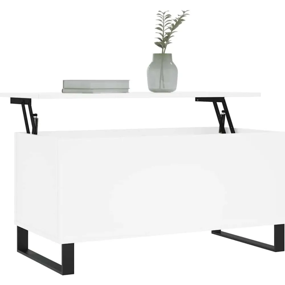 vidaXL Mesa de centro madera contrachapada 90x44,5x45 cm Blanco New