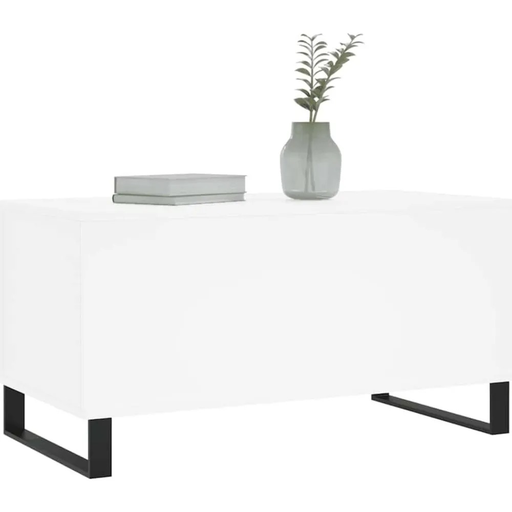 vidaXL Mesa de centro madera contrachapada 90x44,5x45 cm Blanco New