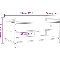 vidaXL Mesas-Mesa de centro madera de ingeniería 99x50x50 cm