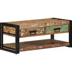 vidaXL Mesas-Mesa de centro multicolor 90x50x38 cm madera maciza reciclada