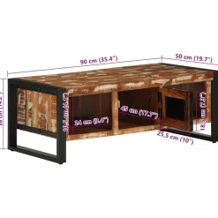 vidaXL Mesas-Mesa de centro multicolor 90x50x36 cm madera maciza reciclada