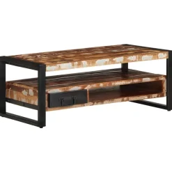 vidaXL Mesas-Mesa de centro multicolor 90x50x36 cm madera maciza reciclada