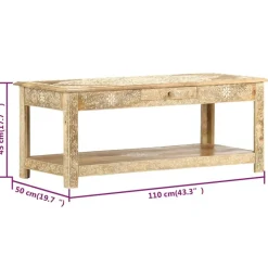 vidaXL Mesas-Mesa de centro pintada a mano madera maciza mango 110x50x45 cm