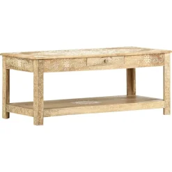 vidaXL Mesas-Mesa de centro pintada a mano madera maciza mango 110x50x45 cm