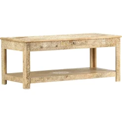 vidaXL Mesas-Mesa de centro pintada a mano madera maciza mango 110x50x45 cm