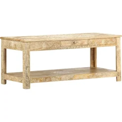 vidaXL Mesas-Mesa de centro pintada a mano madera maciza mango 110x50x45 cm