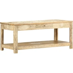 vidaXL Mesas-Mesa de centro pintada a mano madera maciza mango 110x50x45 cm