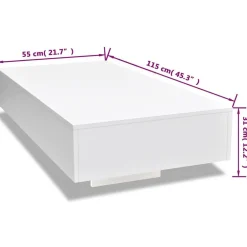 vidaXL Mesa de centro rectangular de fibra de vidrio brillante Blanco Sale