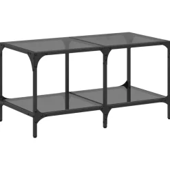 vidaXL Mesas-Mesa de centro superficie de vidrio acero negra 78,5x40x40 cm