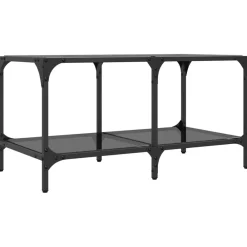 vidaXL Mesas-Mesa de centro superficie de vidrio acero negra 78,5x40x40 cm