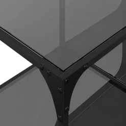 vidaXL Mesas-Mesa de centro superficie de vidrio acero negra 78,5x40x40 cm
