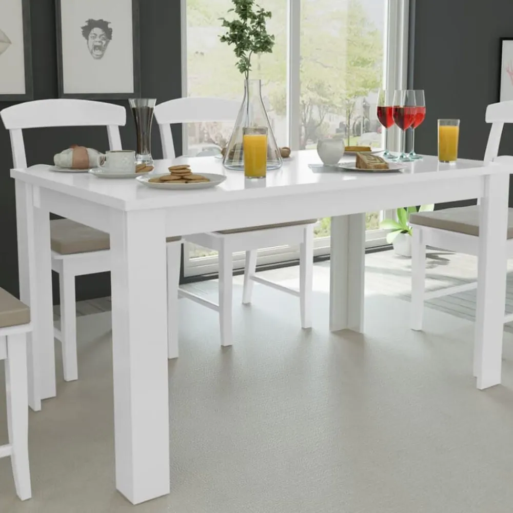 vidaXL Mesas-Mesa de comedor blanca 140x80x75 cm