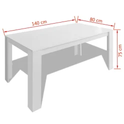 vidaXL Mesas-Mesa de comedor blanca 140x80x75 cm