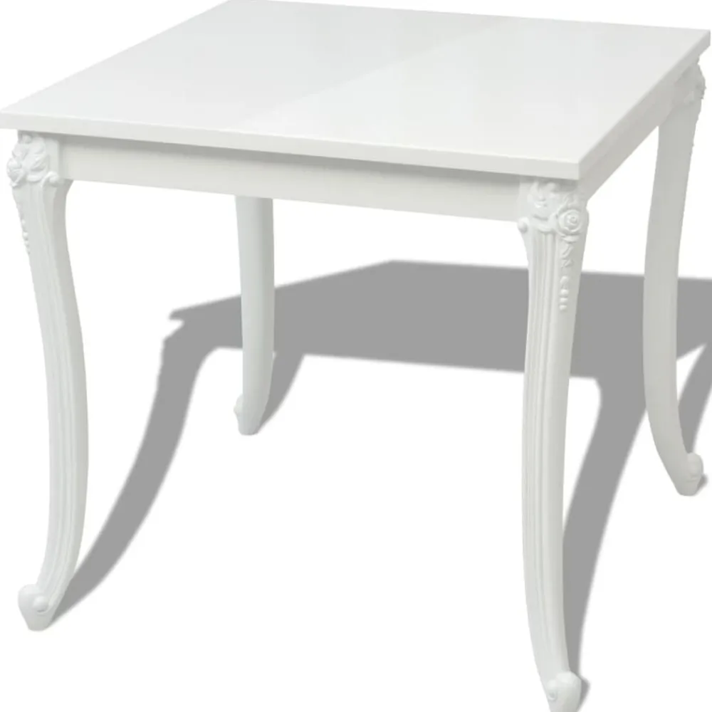 vidaXL Mesas-Mesa de comedor blanco brillante 80x80x76 cm