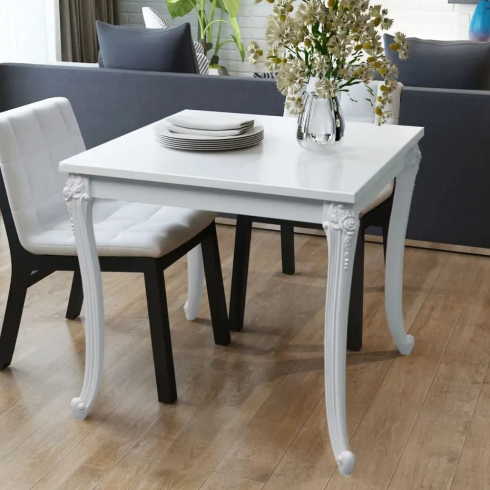 vidaXL Mesas-Mesa de comedor blanco brillante 80x80x76 cm
