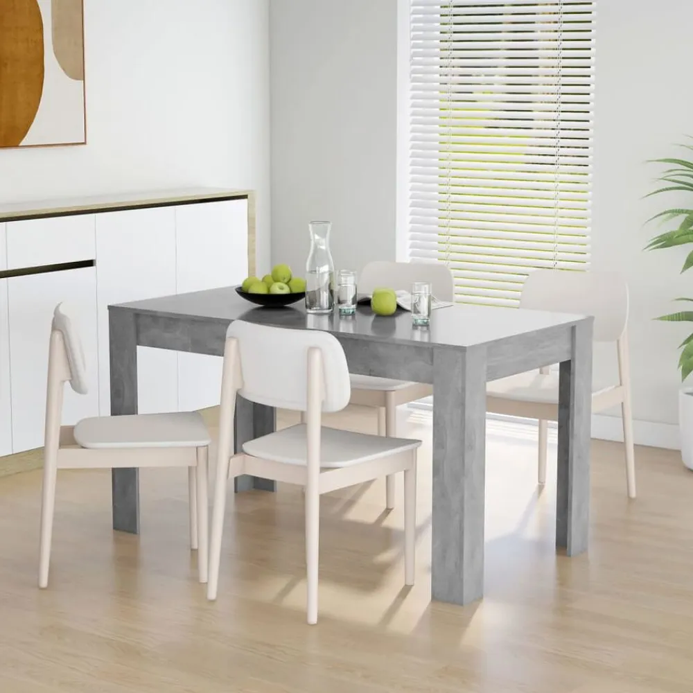 vidaXL Mesas-Mesa de comedor contrachapada gris hormigón 140x74,5x76 cm
