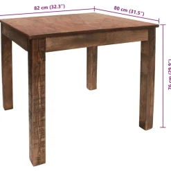 vidaXL Mesas-Mesa de comedor de madera reciclada mixta 82x80x76 cm