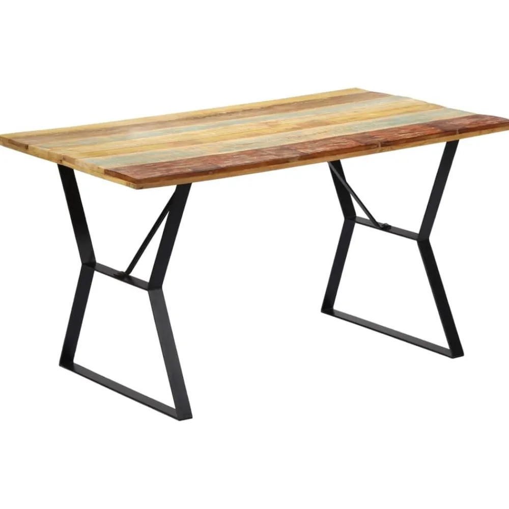 vidaXL Mesa de comedor de madera maciza reciclada 140x80x76 cm Multicolor Discount