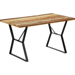 vidaXL Mesa de comedor de madera maciza reciclada 140x80x76 cm Multicolor Discount