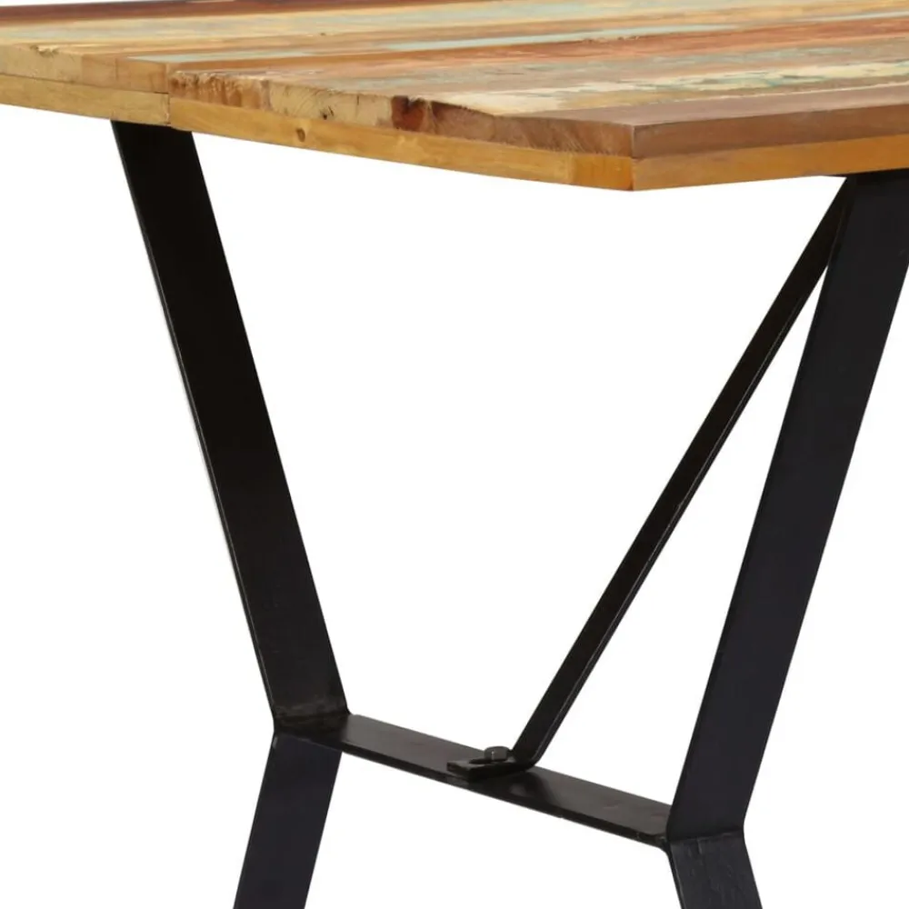 vidaXL Mesa de comedor de madera maciza reciclada 140x80x76 cm Multicolor Discount