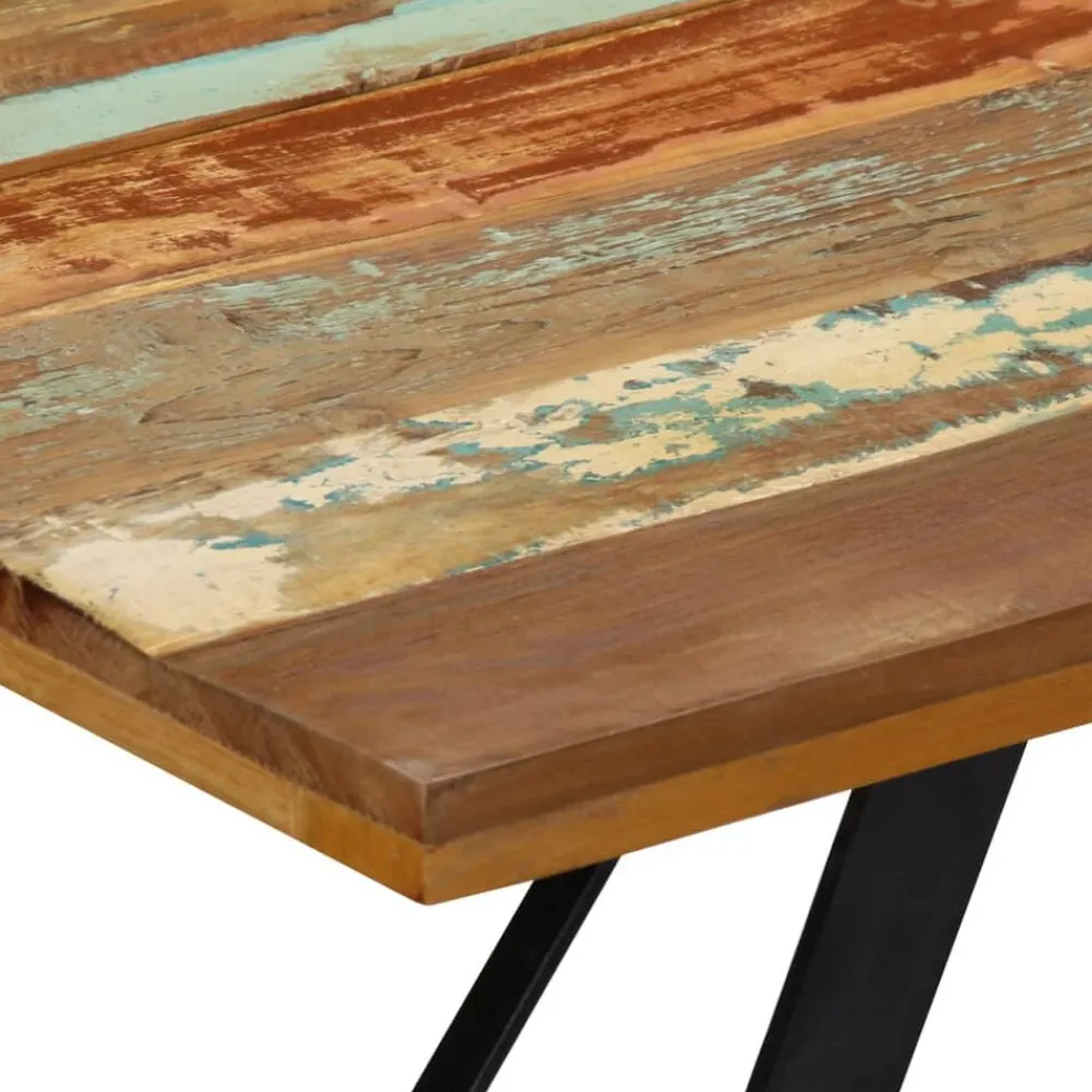 vidaXL Mesa de comedor de madera maciza reciclada 140x80x76 cm Multicolor Discount